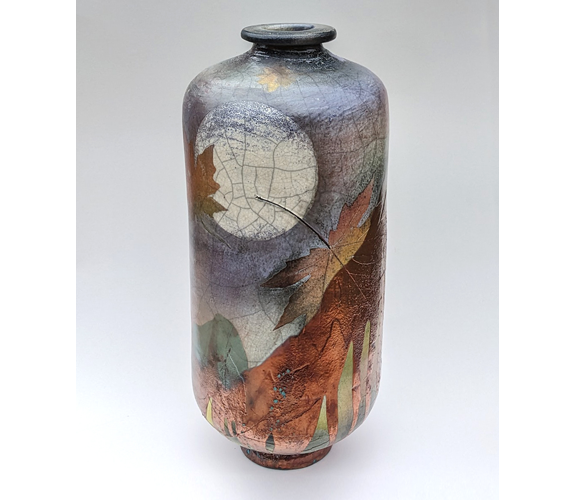 "Moon/Leaves/Pours" Raku Vase - Dave & Boni Deal